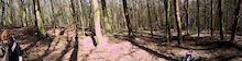 This is a panoramic shot of storthes hall drop with the rider Mikey Pearman
